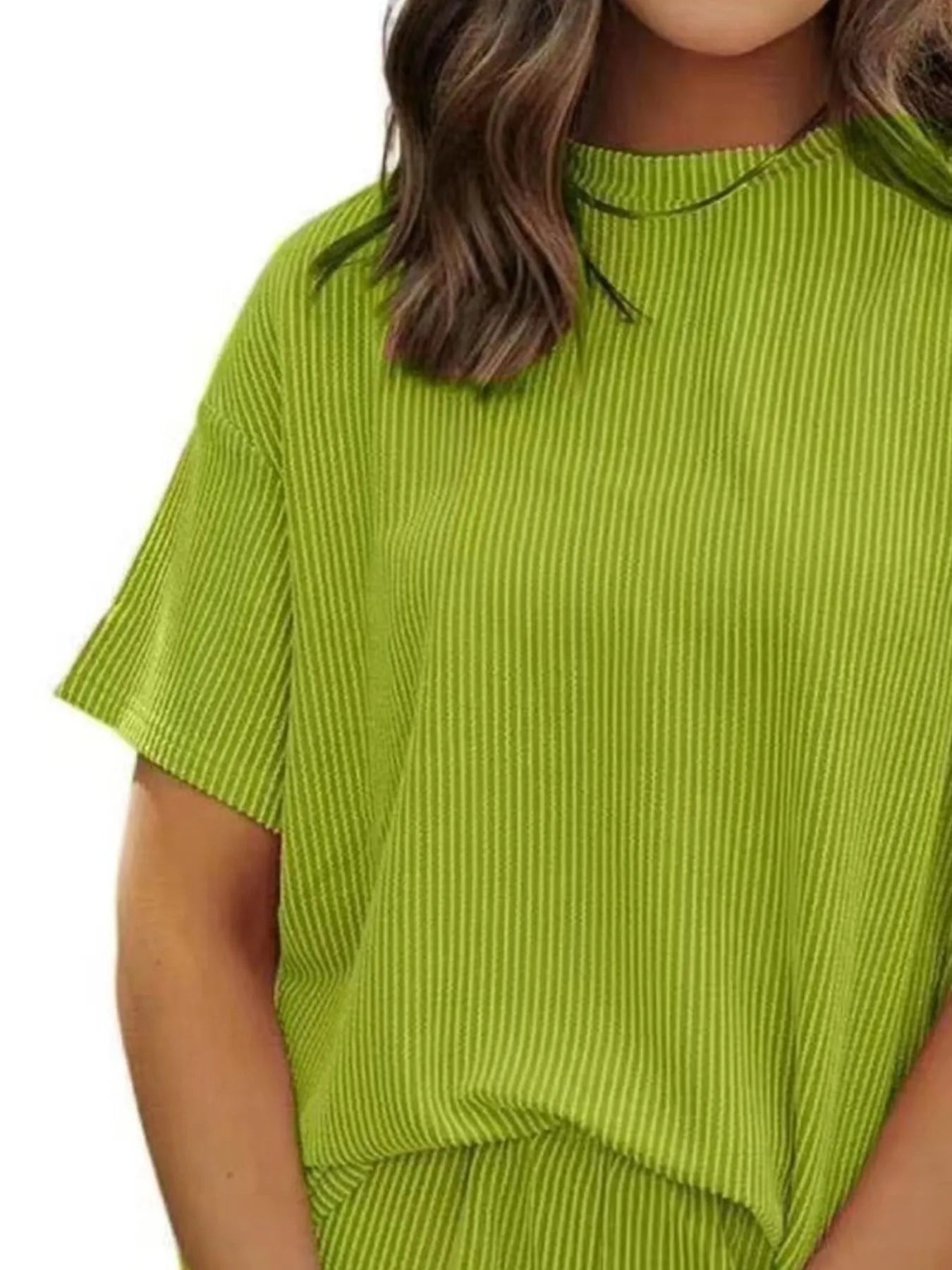 Full Size Ribbed Short Sleeve Top and Shorts Two-Piece Set Plus Size - Premium Sleepwear from Trendsi - Just $34.99! Shop now at Handbags Specialist Headquarter