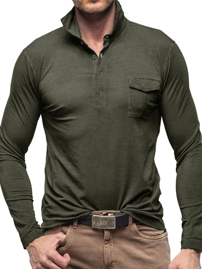 Men's Basic style Collared Neck Long Sleeve Polo - Premium Men's Polo shirt from Trendsi - Just $41.99! Shop now at Handbags Specialist Headquarter
