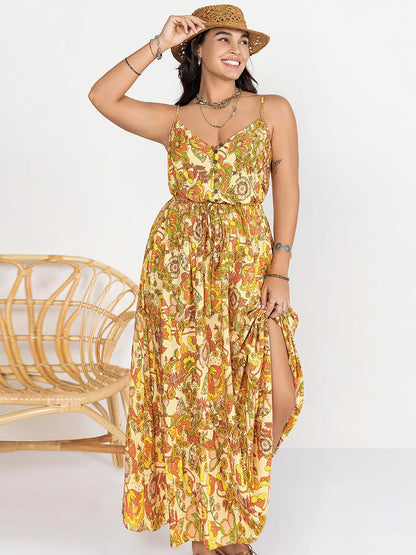 Plus Size Printed V-Neck Maxi Cami Dress - Premium Dresses from Trendsi - Just $42.99! Shop now at Handbags Specialist Headquarter