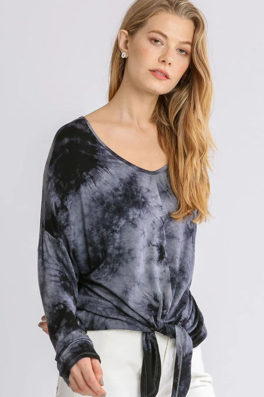 Umgee Full Size Tie Dye Lightweight Long Sleeve Top Plus Size - Premium Dresses from Trendsi - Just $28.99! Shop now at Handbags Specialist Headquarter