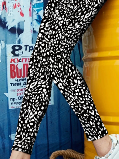 Printed High Waist Skinny Leggings - Premium Leggings from Trendsi - Just $36.72! Shop now at Handbags Specialist Headquarter