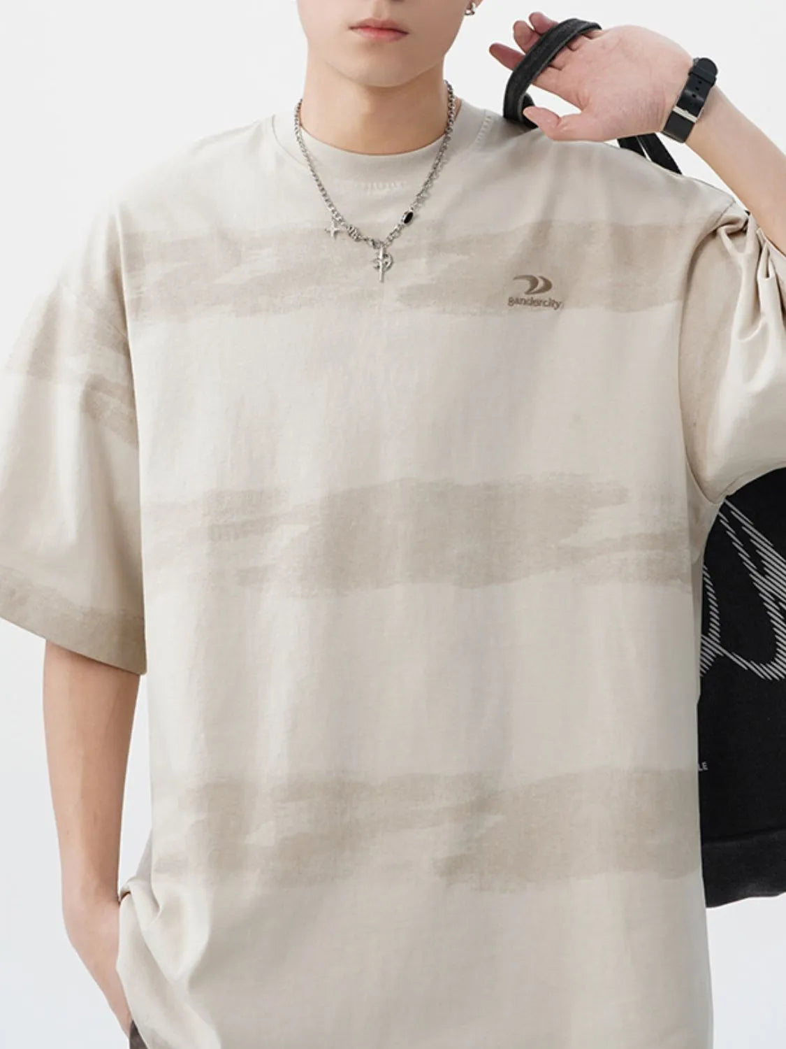 Men's Plus Size Basic style Round Neck Striped T-Shirt - Premium Men's T-Shirt from Trendsi - Just $33.99! Shop now at Handbags Specialist Headquarter