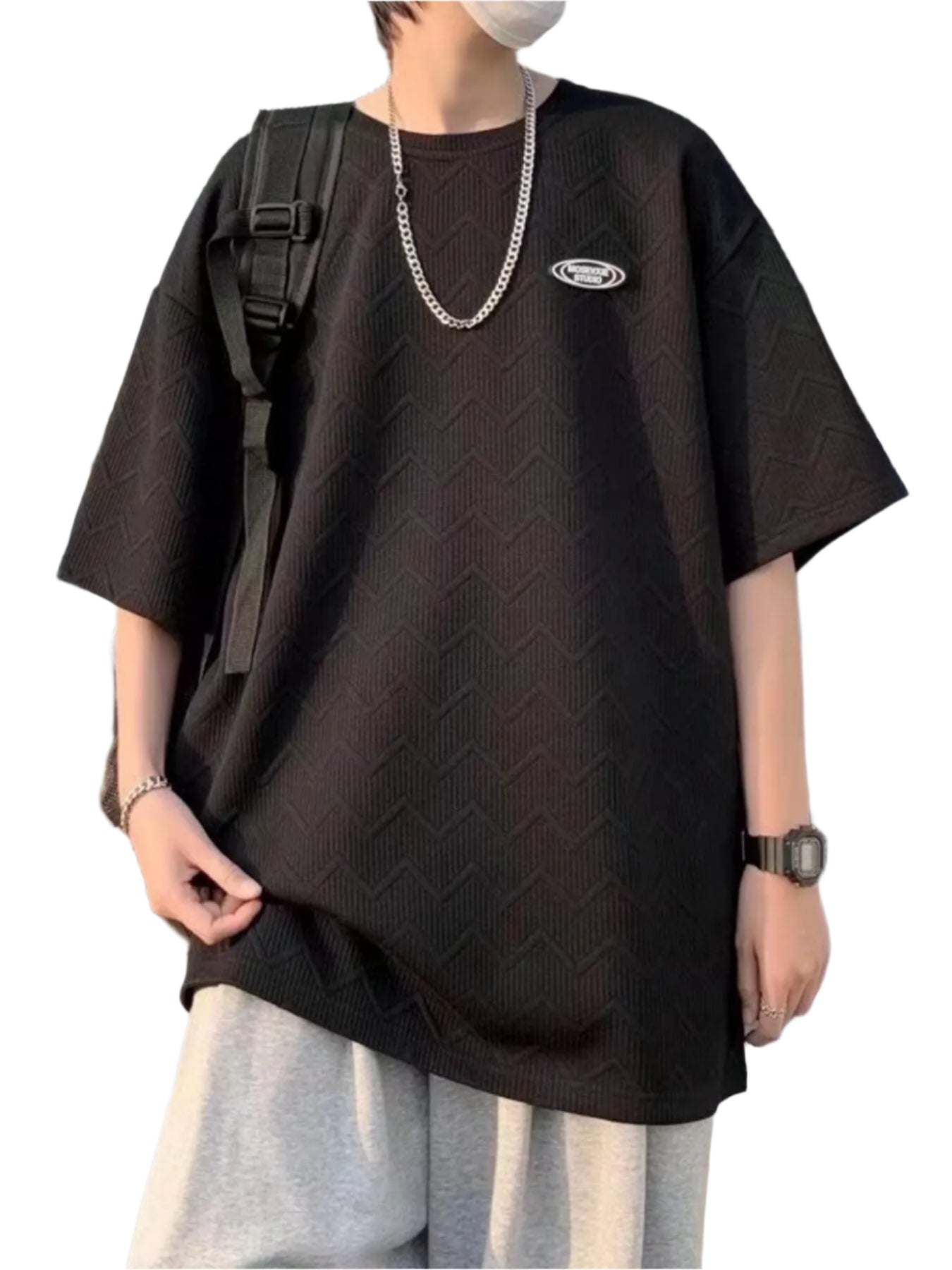 Men's Full Size Round Neck Half Sleeve T-Shirt Plus Size - Premium Men's T-Shirt from Trendsi - Just $18.99! Shop now at Handbags Specialist Headquarter