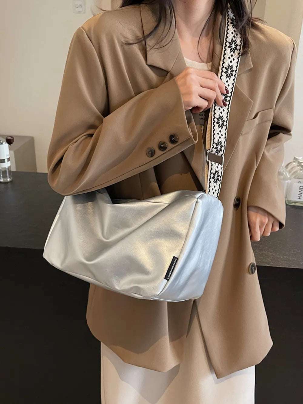 PU Leather Adjustable Strap Crossbody Bag - Premium Crossbody Bag from Trendsi - Just $26.99! Shop now at Handbags Specialist Headquarter