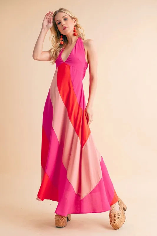 Aemi+Co Color Block Sleeveless Maxi Dress - Premium Maxi Dress from Trendsi - Just $57.99! Shop now at Handbags Specialist Headquarter