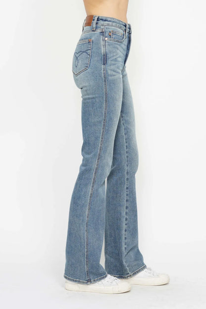 Judy Blue Full Size Tummy Control Back Embroidered Pocketed Bootcut Jeans Plus Size - Premium Women / Jeans & Denim from Trendsi - Just $57.99! Shop now at Handbags Specialist Headquarter