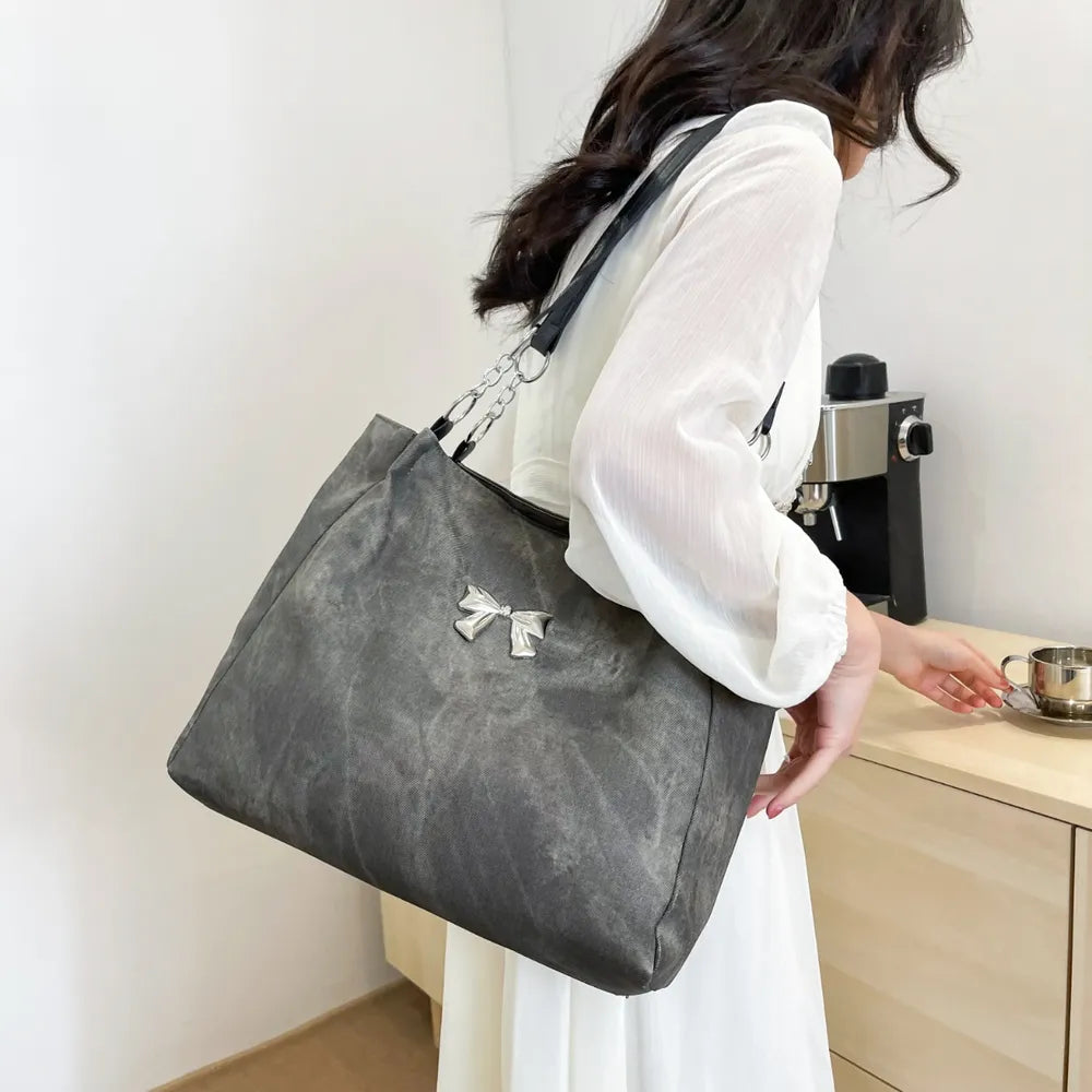 Bow Polyester Medium Tote Bag - Premium Tote Bag from Trendsi - Just $39.99! Shop now at Handbags Specialist Headquarter