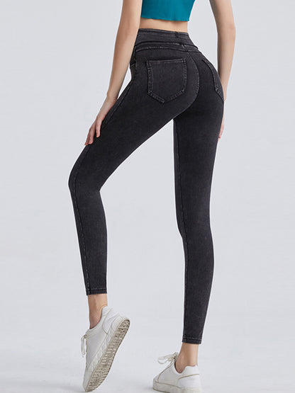 Wide Waistband Sports Leggings - Premium Leggings from Trendsi - Just $57.15! Shop now at Handbags Specialist Headquarter