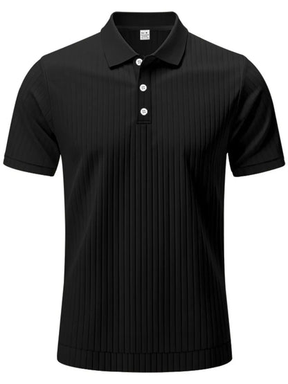 Men's Full Size Ribbed Short Sleeve Polo Plus Size - Premium Men's Polo shirt from Trendsi - Just $30.99! Shop now at Handbags Specialist Headquarter