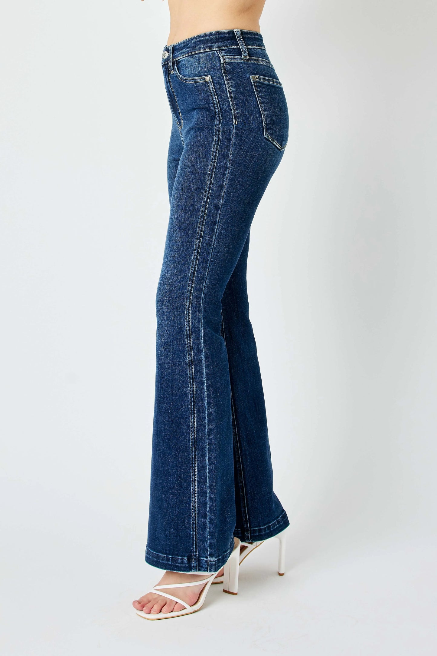 Judy Blue Full Size Hw Angled Side Seam Detail Flare Jeans Plus Size - Premium Women / Jeans & Denim from Trendsi - Just $71.99! Shop now at Handbags Specialist Headquarter