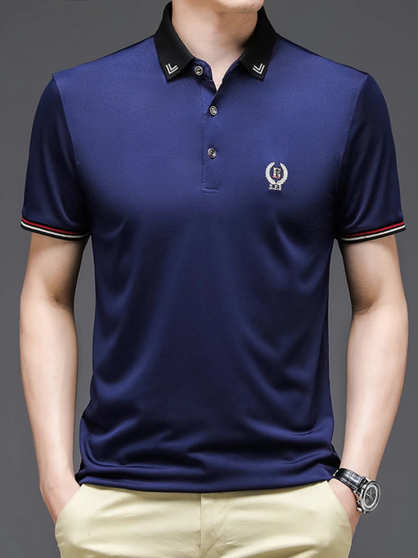 Men's Plus Size Short Sleeve Collar Polo Shirt - Premium Men's Polo shirt from Trendsi - Just $36.99! Shop now at Handbags Specialist Headquarter
