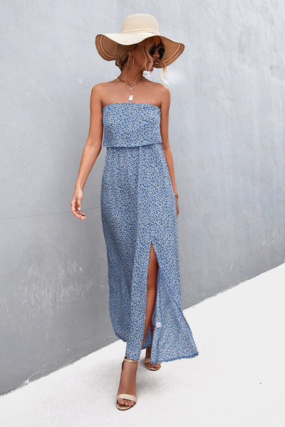 Strapless Split Maxi Dress - Premium Maxi Dress from Trendsi - Just $31.99! Shop now at Handbags Specialist Headquarter