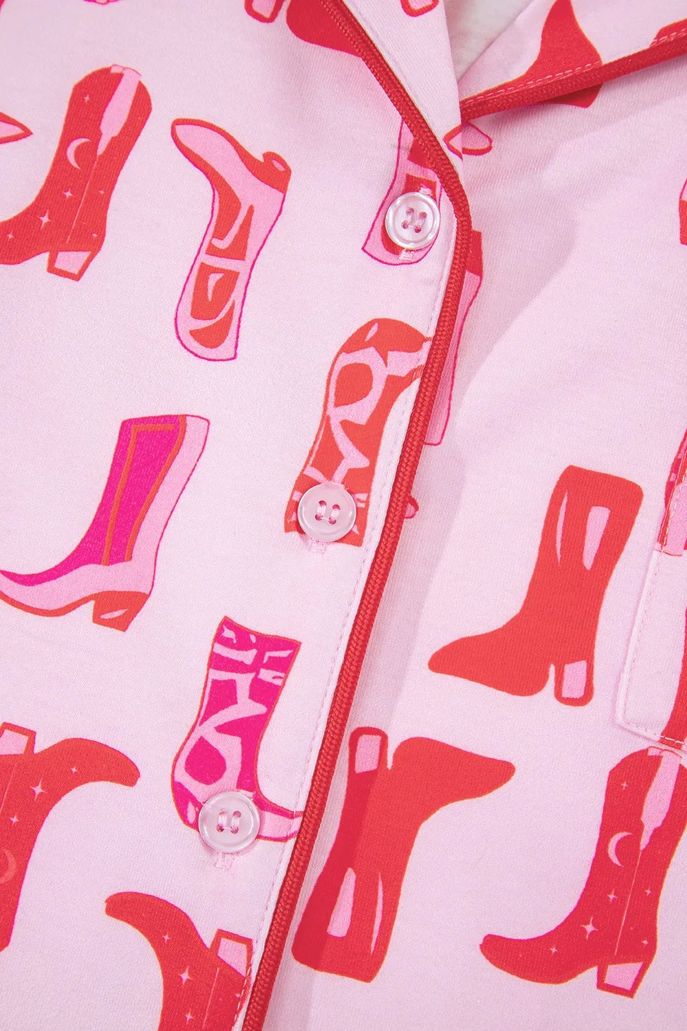 Cowgirl Boots Printed Shirt and Shorts Set - Premium Sleepwear from Trendsi - Just $60.99! Shop now at Handbags Specialist Headquarter