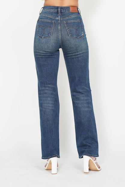 Judy Blue Full Size Hw Ripped Knee Dad Jeans Plus Size - Premium Women / Jeans & Denim from Trendsi - Just $67.99! Shop now at Handbags Specialist Headquarter