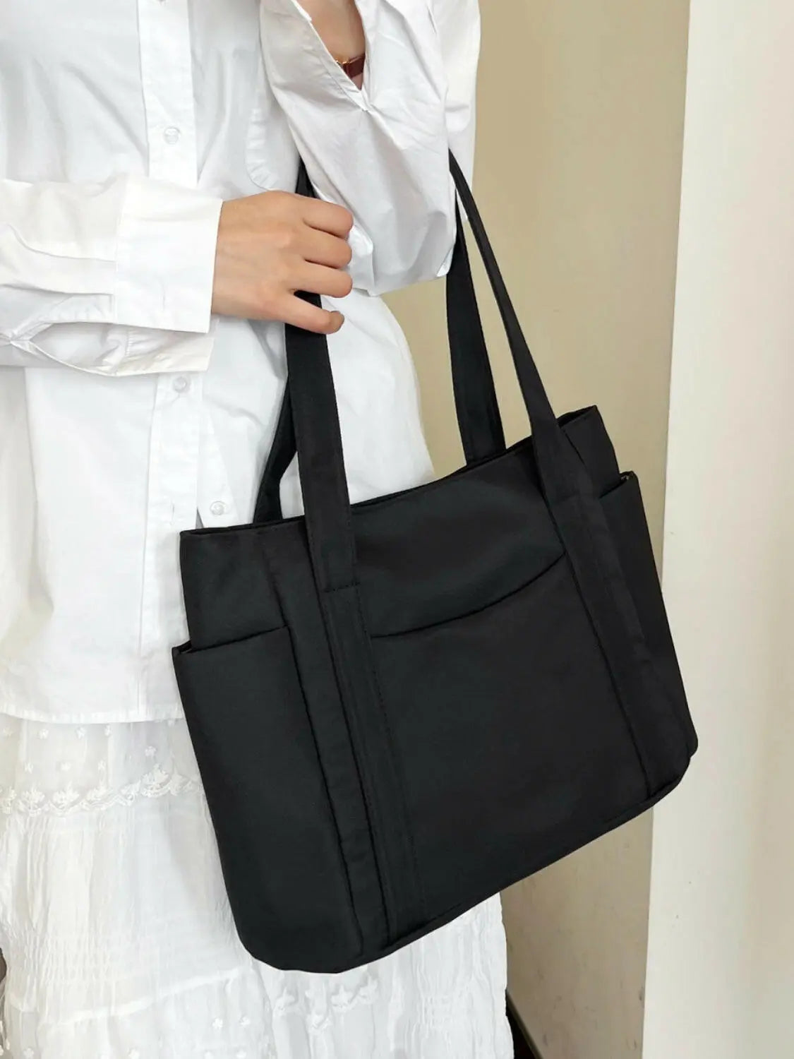 Oxford Cloth Tote Bag with Zipper - Premium Tote Bag from Trendsi - Just $25.64! Shop now at Handbags Specialist Headquarter