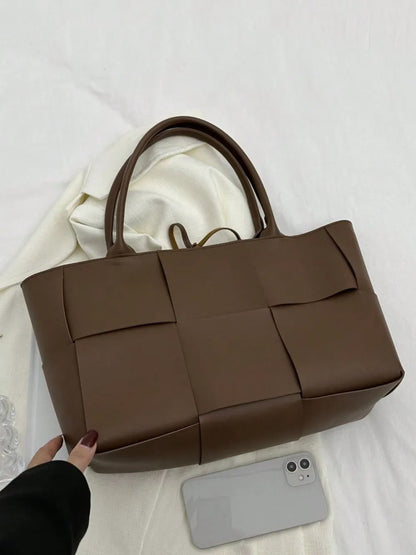 PU Leather Woven Handbag and Clutch Set - Premium handbags from Trendsi - Just $21.99! Shop now at Handbags Specialist Headquarter