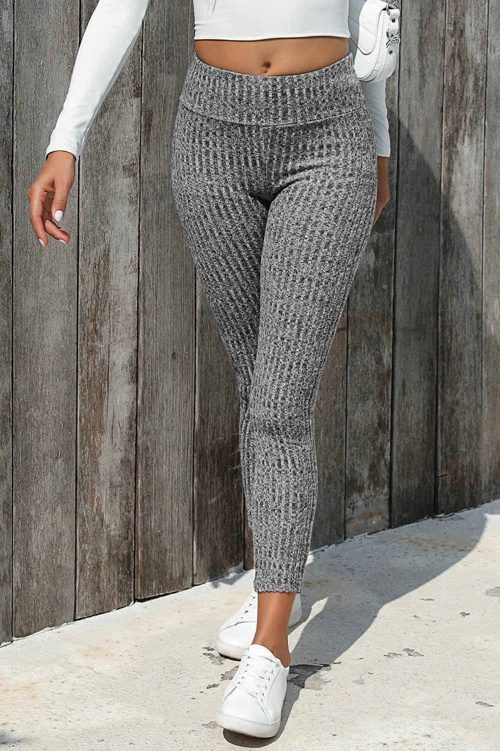 Ribbed High Waist Leggings - Premium Leggings from Trendsi - Just $40.47! Shop now at Handbags Specialist Headquarter