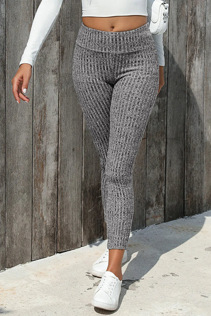 Ribbed High Waist Leggings - Premium Leggings from Trendsi - Just $40.47! Shop now at Handbags Specialist Headquarter