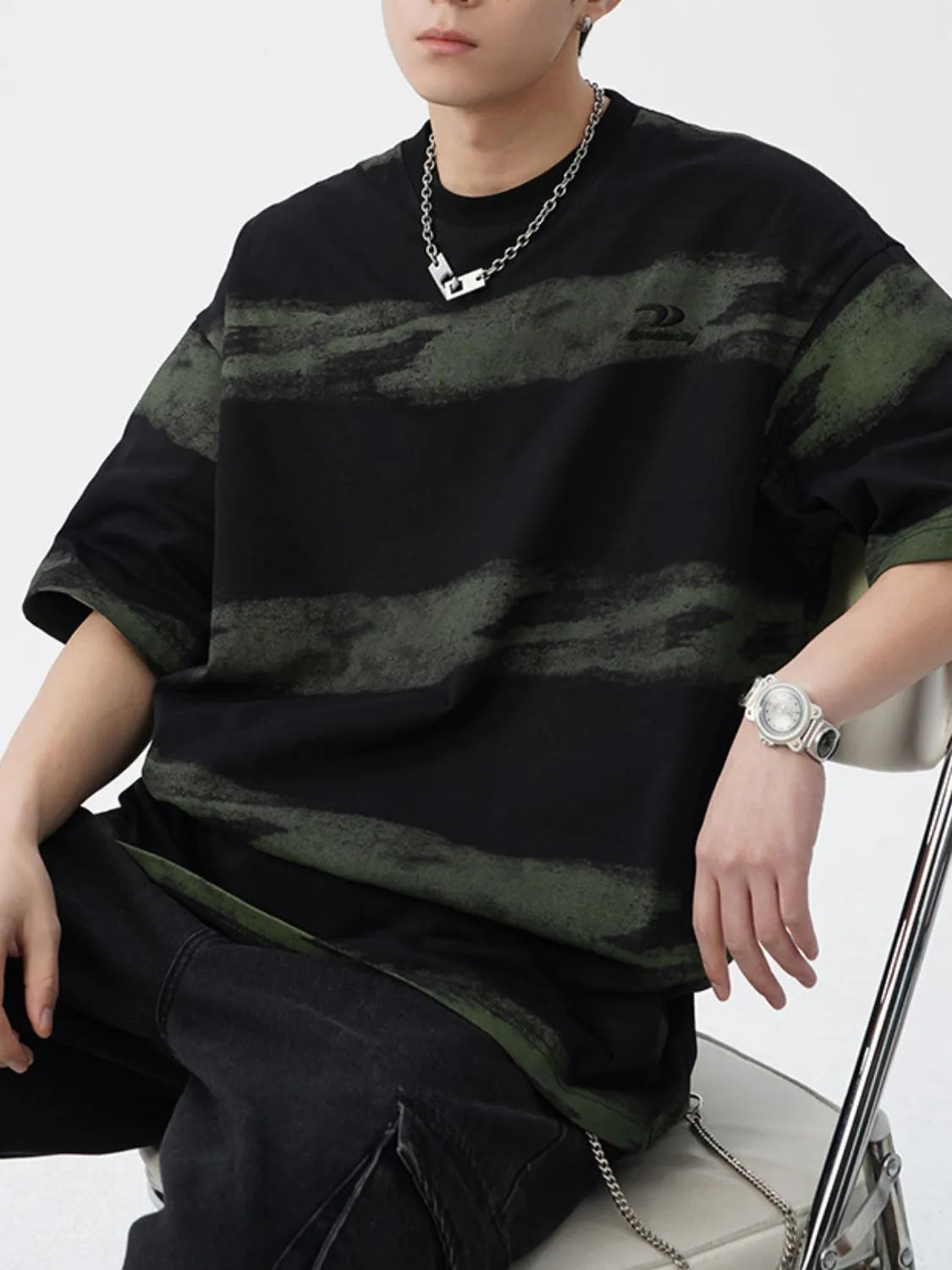 Men's Plus Size Basic style Round Neck Striped T-Shirt - Premium Men's T-Shirt from Trendsi - Just $33.99! Shop now at Handbags Specialist Headquarter