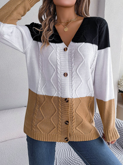 DualTone Cozy Button-Up Sweater