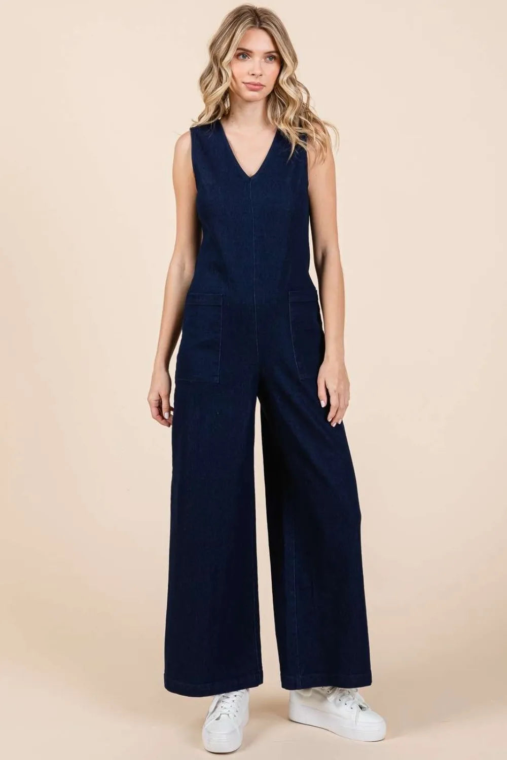 Mittoshop Sleeveless Wide Leg Denim Jumpsuit - Premium Sleepwear from Trendsi - Just $60.99! Shop now at Handbags Specialist Headquarter