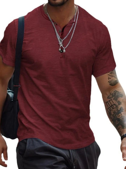 Men's Full Size Button Henley Collar Polo Shirt Plus Size - Premium Men's Polo shirt from Trendsi - Just $23.20! Shop now at Handbags Specialist Headquarter