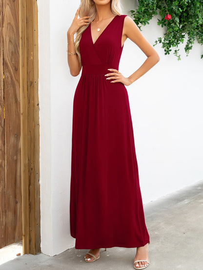 Surplice Neck Sleeveless Maxi Dress - Premium Maxi Dress from Trendsi - Just $38.99! Shop now at Handbags Specialist Headquarter