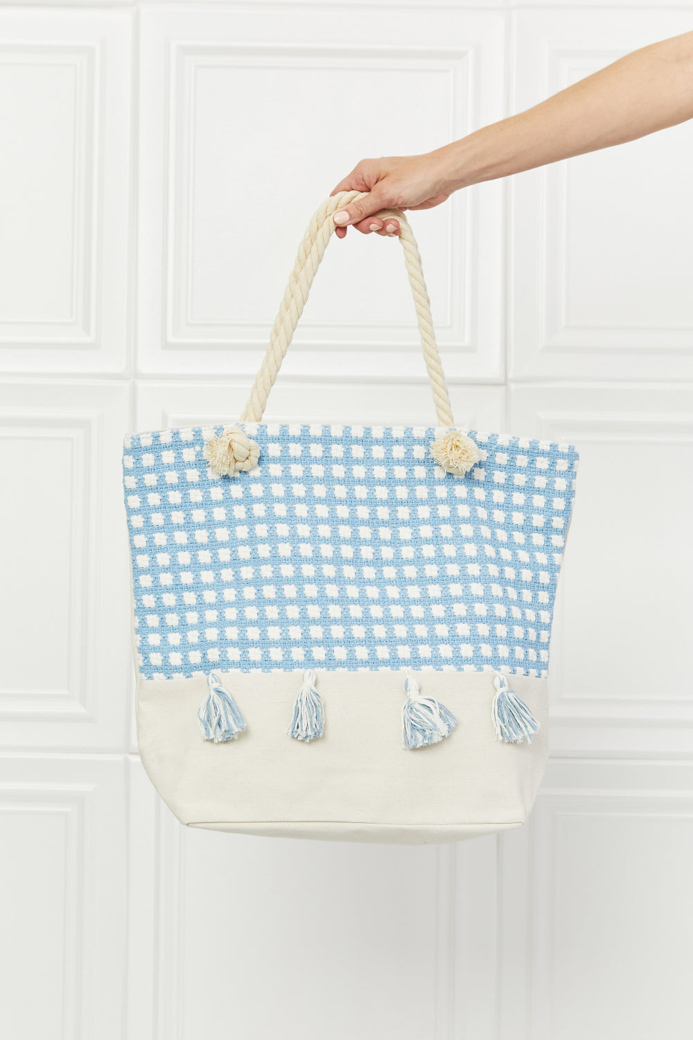 Justin Taylor Picnic Date Tassel Tote Bag - Premium Tote Bag from Trendsi - Just $39.99! Shop now at Handbags Specialist Headquarter