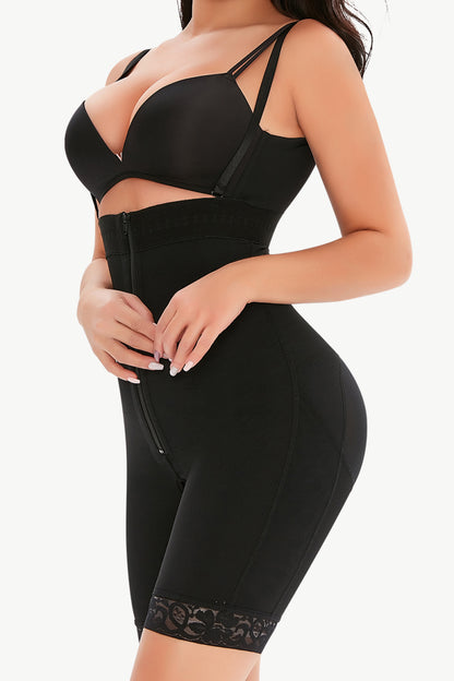 Full Size Lace Detail Zip-Up Under-Bust Shaping Bodysuit - Premium Bottoms from Trendsi - Just $40! Shop now at Handbags Specialist Headquarter
