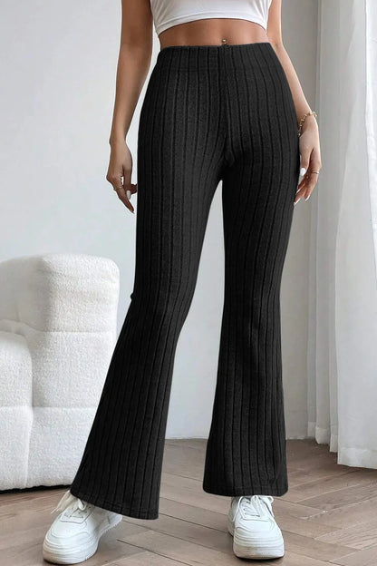 Basic Bae Full Size Ribbed High Waist Flare Pants - Premium Women Pants from Trendsi - Just $10.99! Shop now at Handbags Specialist Headquarter
