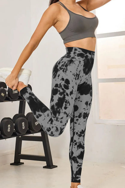 Tie-Dye High Waist Active Leggings - Premium Leggings from Trendsi - Just $47.70! Shop now at Handbags Specialist Headquarter