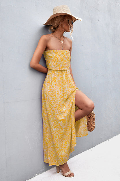 Strapless Split Maxi Dress - Premium Maxi Dress from Trendsi - Just $31.99! Shop now at Handbags Specialist Headquarter