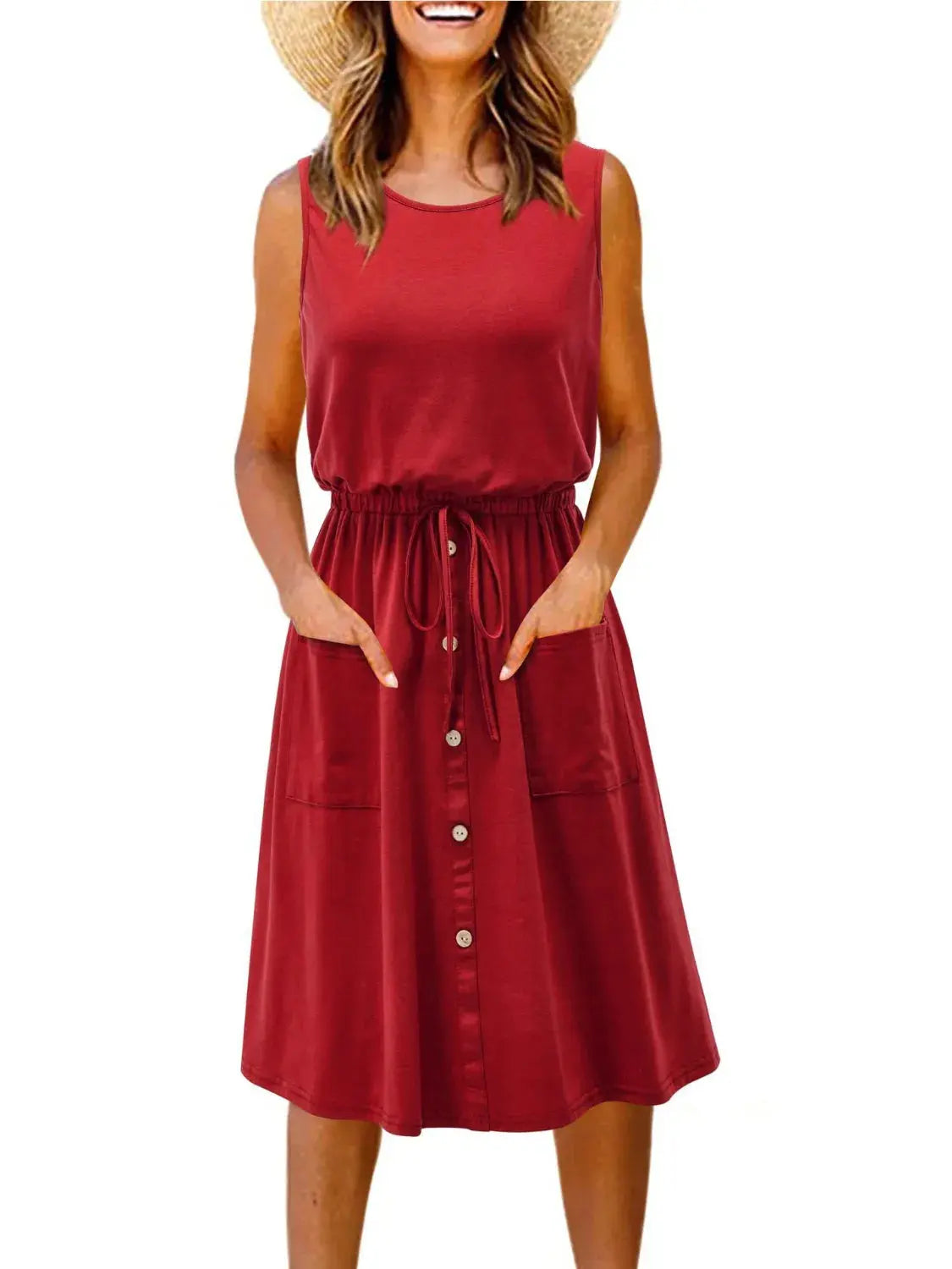 Full Size Round Neck Sleeveless Tank Dress Plus Size.