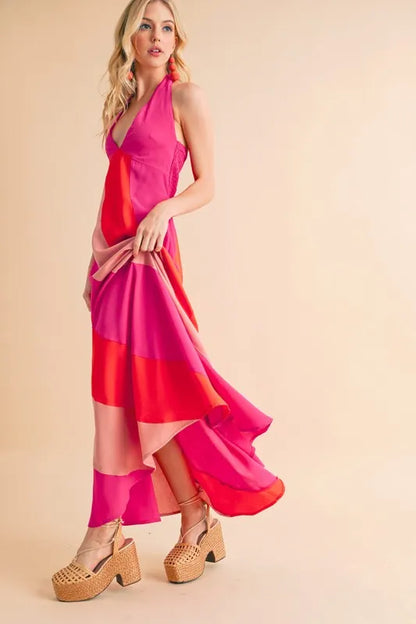 Aemi+Co Color Block Sleeveless Maxi Dress - Premium Maxi Dress from Trendsi - Just $57.99! Shop now at Handbags Specialist Headquarter