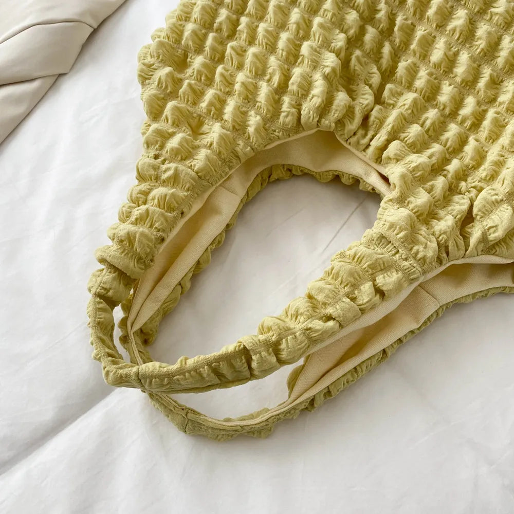 Ruched Polyester Large Handbag - Premium Tote Bag from Trendsi - Just $39.99! Shop now at Handbags Specialist Headquarter