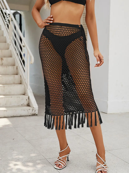 Fringe Openwork High Waist Swim Skirt - Premium  from Trendsi - Just $27.99! Shop now at Handbags Specialist Headquarter