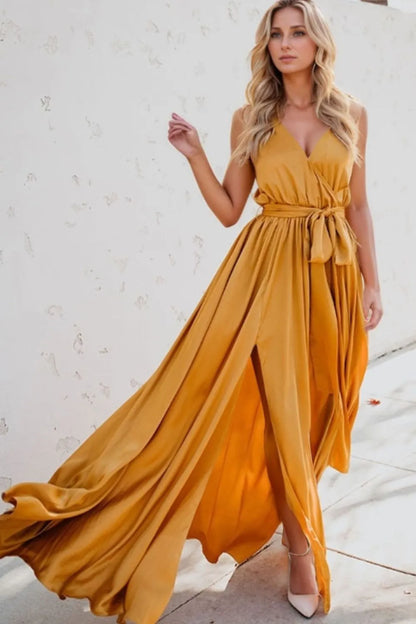 Surplice Tie Waist Maxi Dress - Premium Maxi Dress from Trendsi - Just $39.99! Shop now at Handbags Specialist Headquarter
