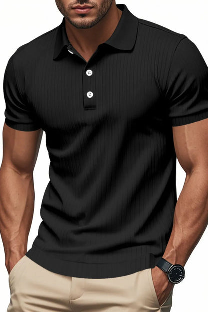 Men's Full Size Ribbed Short Sleeve Polo Plus Size - Premium Men's Polo shirt from Trendsi - Just $30.99! Shop now at Handbags Specialist Headquarter