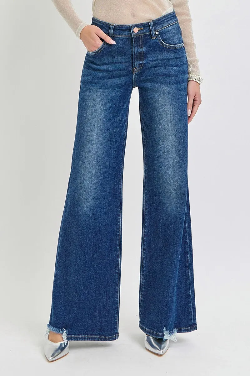 RISEN Full Size Mid Rise Wide Jeans Plus Size - Premium Women / Jeans & Denim from Trendsi - Just $67.99! Shop now at Handbags Specialist Headquarter