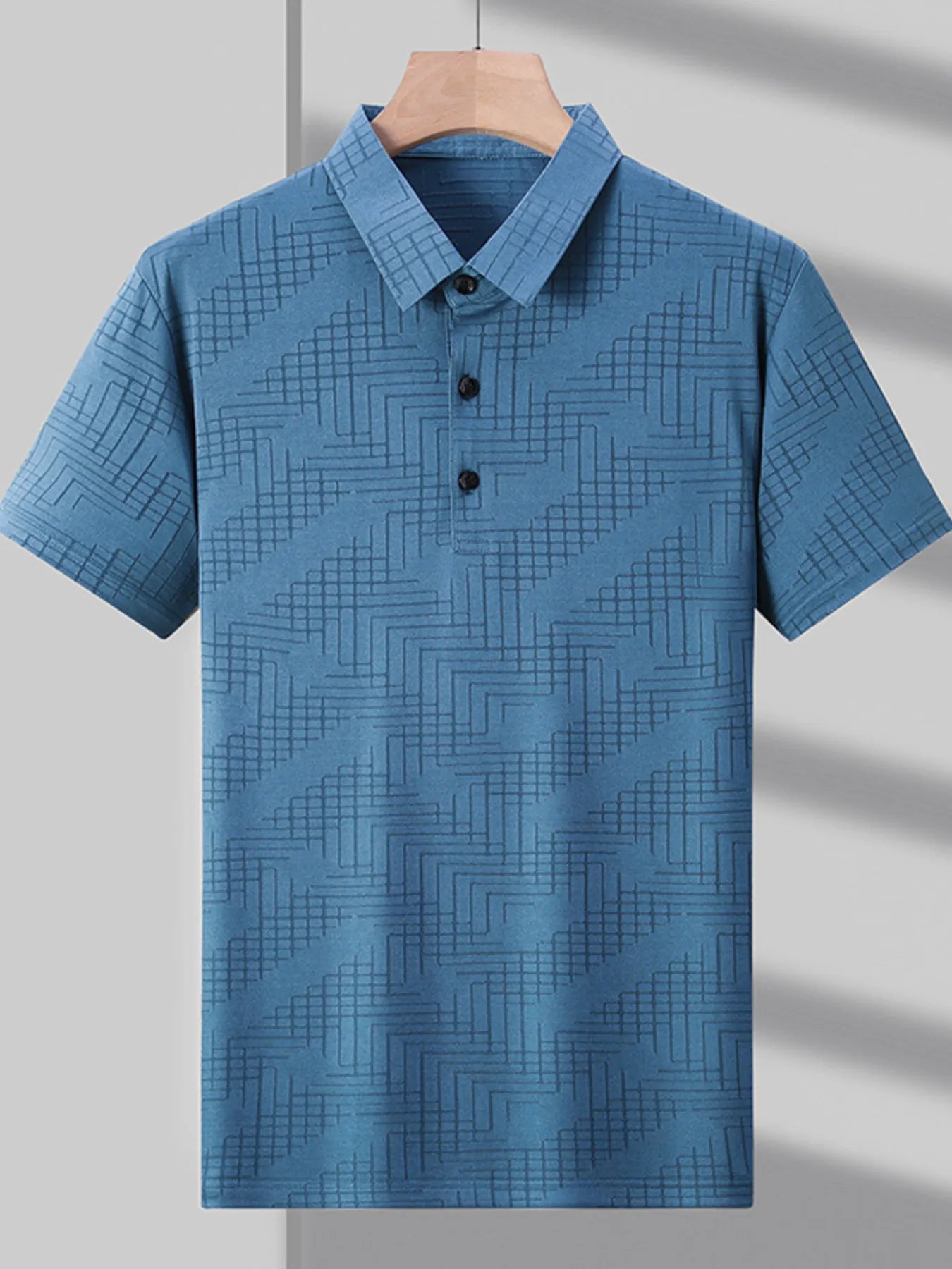 Men's Plus Size Textured Short Sleeve Polo Shirt - Premium Men's Polo shirt from Trendsi - Just $43.99! Shop now at Handbags Specialist Headquarter
