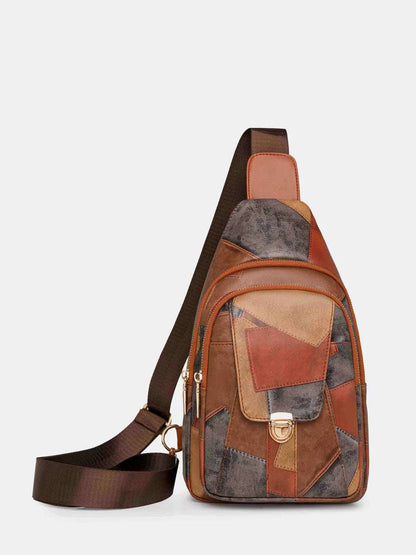 PU Leather Color Block Crossbody Bag - Premium Crossbody Bag from Trendsi - Just $29.99! Shop now at Handbags Specialist Headquarter