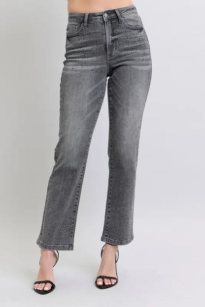 Judy Blue Full Size High Waist Rhinestone Straight Jeans Plus Size - Premium Women / Jeans & Denim from Trendsi - Just $81.99! Shop now at Handbags Specialist Headquarter
