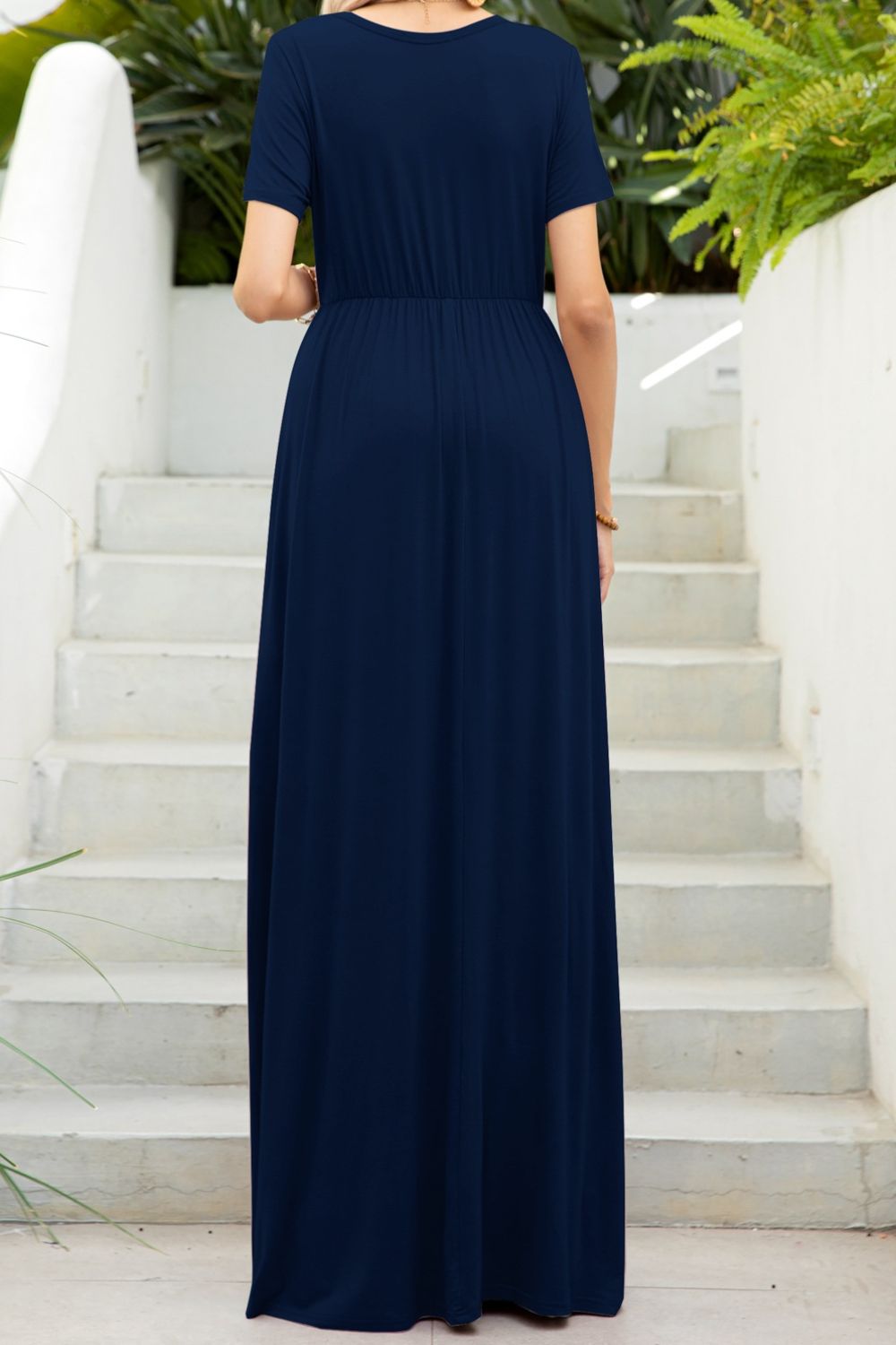 Round Neck Maxi Tee Dress with Pockets - Premium Maxi Dress from Trendsi - Just $45.99! Shop now at Handbags Specialist Headquarter