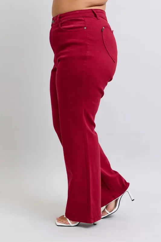 Judy Blue Full Size High Waist Heart Shaped Back Pockets 90's Straight Jeans Plus Size - Premium Women / Jeans & Denim from Trendsi - Just $63.99! Shop now at Handbags Specialist Headquarter