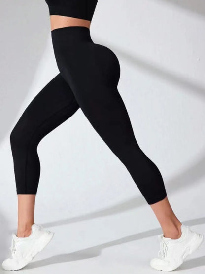 High Waist Cropped Active Leggings - Premium Leggings from Trendsi - Just $31.92! Shop now at Handbags Specialist Headquarter
