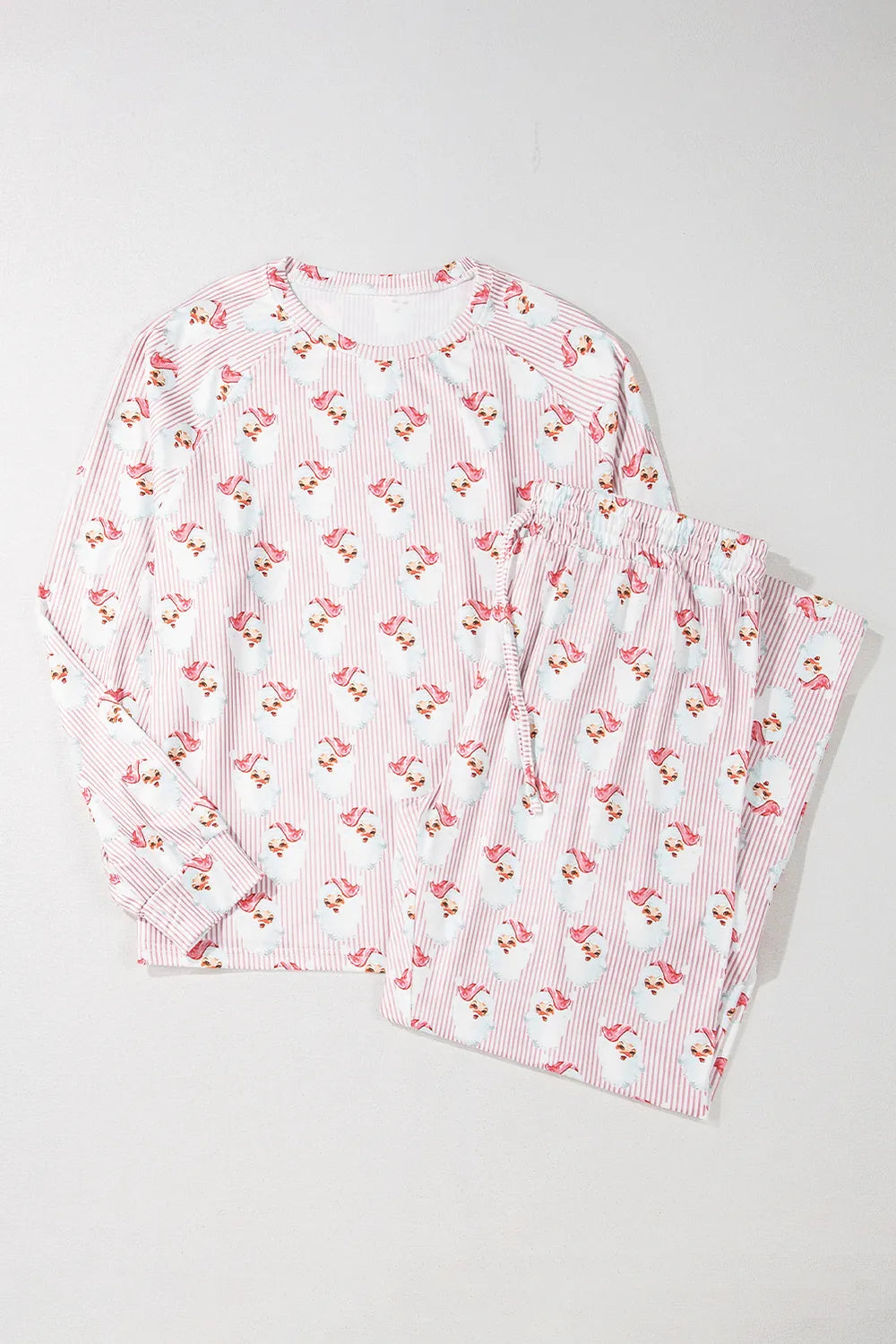 Santa Print Long Sleeve Top and Pants Lounge Set - Premium Sleepwear from Trendsi - Just $46.99! Shop now at Handbags Specialist Headquarter