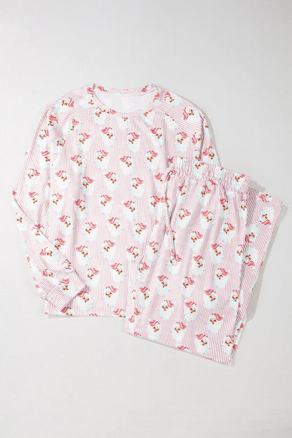 Santa Print Long Sleeve Top and Pants Lounge Set - Premium Sleepwear from Trendsi - Just $46.99! Shop now at Handbags Specialist Headquarter
