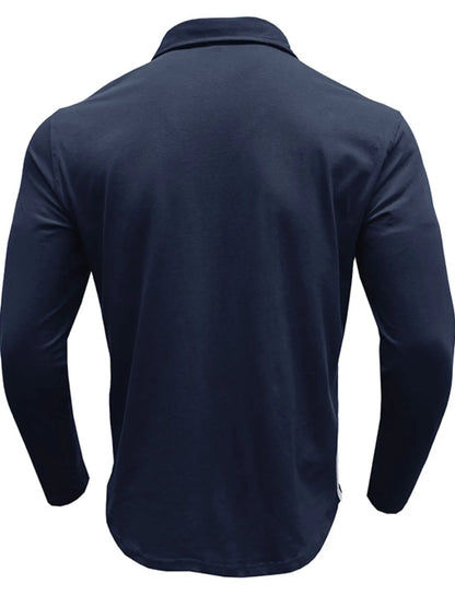 Men's Long Sleeve Polo Shirt with Chest Pocket - Premium Men's Polo shirt from Trendsi - Just $45.04! Shop now at Handbags Specialist Headquarter