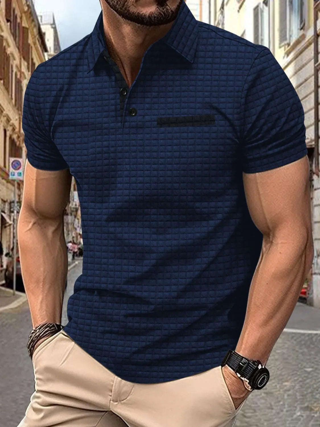 Men's Full Size Collared Neck Short Sleeve Polo Plus Size - Premium Men's Shirts from Trendsi - Just $27.06! Shop now at Handbags Specialist Headquarter