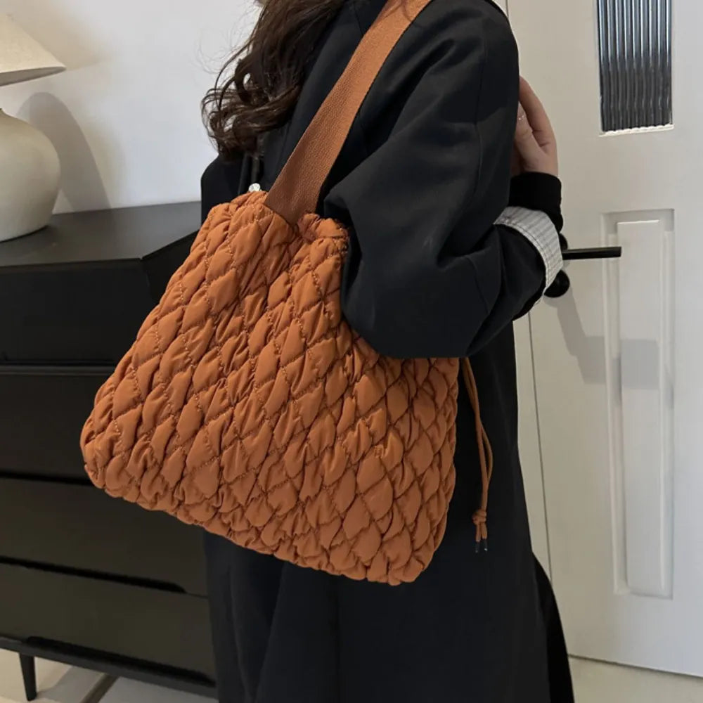 Drawstring Bubble Texture Tote Bag - Premium Tote Bag from Trendsi - Just $39.99! Shop now at Handbags Specialist Headquarter